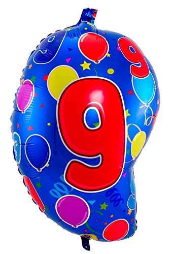 Heliumballon 9. Geburtstag, Nummer 9, 60789, Meerkleurig von Folat