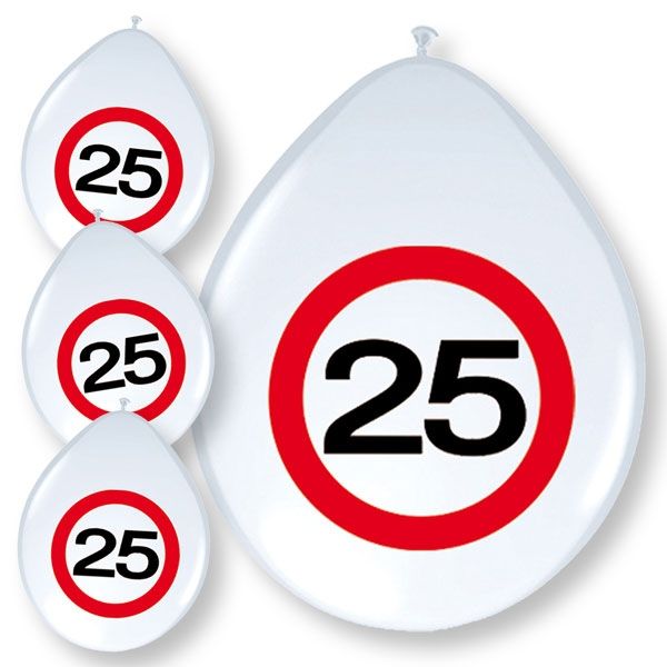 Latexballons im coolen Verkehrsschild-Look mit 25 drauf, 8er Pack Latexballons im coolen Verkehrsschild-Look mit 25 drauf, 8er Pack von Folat