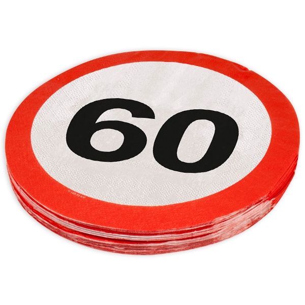 Servietten "Verkehrsschild" zum 60. Geburtstag, 20er Pack Servietten "Verkehrsschild" zum 60. Geburtstag, 20er Pack von Folat