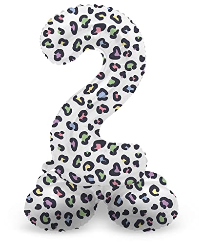 Folat 63932 Luftballon Geburtstag Stehender Ziffer Zahl 2 Bright Panther Weiß 72 cm - Decoration Geburtstagdeko, Ballon Zahl, Kein Helium erforderlich von Folat
