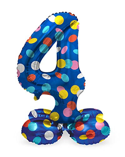 Folat 63974 Luftballon Geburtstag Stehender Ziffer 4 Colorful Dots Blau mit farbigen Punkten 72 cm-Decoration Geburtstagdeko, Ballon Zahl, Kein Helium erforderlich, Bunt Folat 63974 Luftballon Geburtstag Stehender Ziffer 4 Colorful Dots Blau mit farbigen Punkten 72 cm-Decoration Geburtstagdeko, Ballon Zahl, Kein Helium erforderlich, Bunt von Folat
