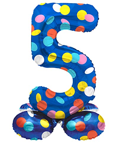 Folat 63975 Luftballon Geburtstag Stehender Ziffer Zahl 5 Colorful Dots Blau mit farbigen Punkten 72 cm - Decoration Geburtstagdeko, Ballon Zahl, Kein Helium erforderlich Folat 63975 Luftballon Geburtstag Stehender Ziffer Zahl 5 Colorful Dots Blau mit farbigen Punkten 72 cm - Decoration Geburtstagdeko, Ballon Zahl, Kein Helium erforderlich von Folat