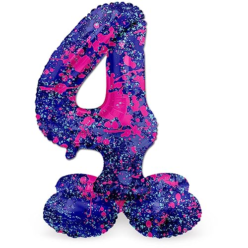 Folat 63924 Luftballon Geburtstag Stehender Ziffer 4 Paint Splash Lila Weltraum 72 cm-Decoration Geburtstagdeko, Ballon Zahl, Kein Helium erforderlich, Bunt Folat 63924 Luftballon Geburtstag Stehender Ziffer 4 Paint Splash Lila Weltraum 72 cm-Decoration Geburtstagdeko, Ballon Zahl, Kein Helium erforderlich, Bunt von Folat