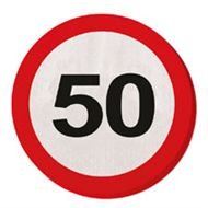 Unbekannt 20 SERVIETTEN d:15,5cm Motiv VERKEHRSZEICHEN 50.Geburtstag von Unbekannt