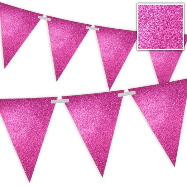 Wimpelkette Rosa mit Glitzer - 6 Meter 1 Stk Wimpelkette Rosa mit Glitzer - 6 Meter 1 Stk von Folat