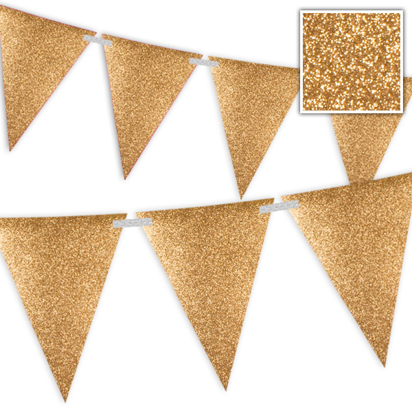 Wimpelkette Roségold mit Glitzer - 6 Meter 1 Stk Wimpelkette Roségold mit Glitzer - 6 Meter 1 Stk von Folat