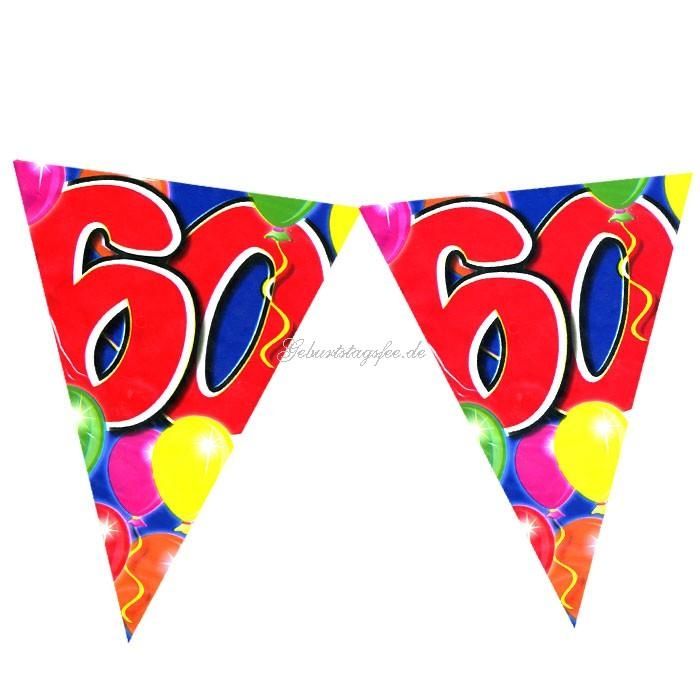 Wimpelkette zum 60. Geburtstag, 10m Partywimpel, Folie Wimpelkette zum 60. Geburtstag, 10m Partywimpel, Folie von Folat