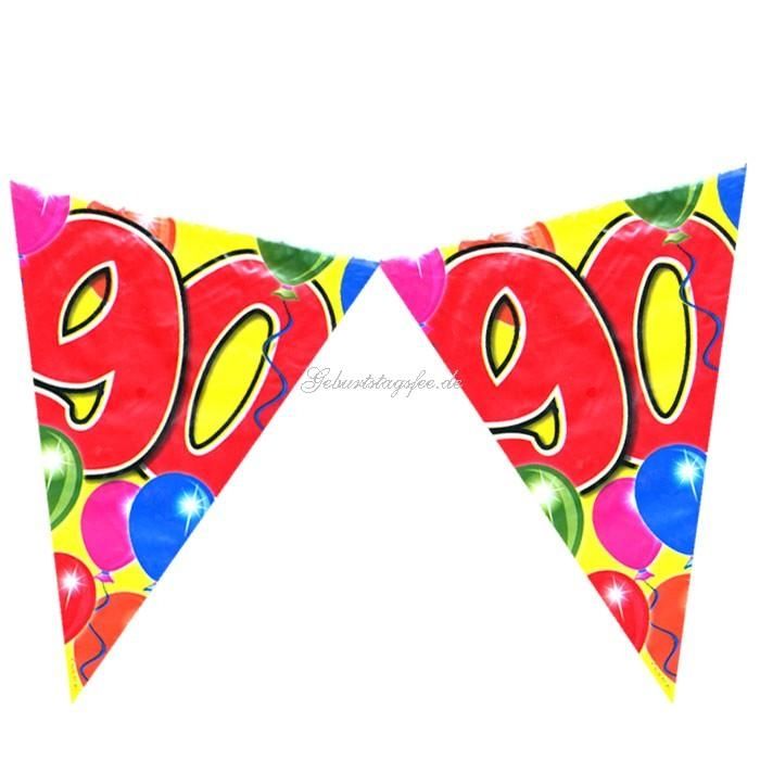 Wimpelkette zum 90. Geburtstag, 10m Partywimpel, Folie von Folat