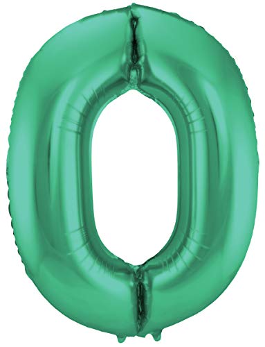 Folat 65910 Folienballon Zahl 0, metallisch, Grün Matt, Unique waist von Folat