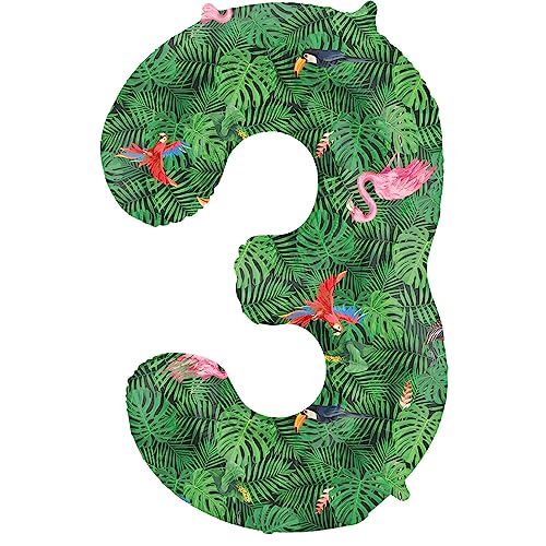 Folat 64153 Luftballon Geburtstag Ziffer 3 Jungle Vibe Grün 86 cm-Helium Decoration Geburtstagdeko, Ballon Zahl, cm Folat 64153 Luftballon Geburtstag Ziffer 3 Jungle Vibe Grün 86 cm-Helium Decoration Geburtstagdeko, Ballon Zahl, cm von Folat