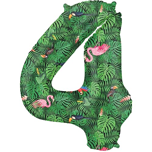 Folat 64154 Luftballon Geburtstag Ziffer 4 Jungle Vibe Grün 86 cm-Helium Decoration Geburtstagdeko, Ballon Zahl, cm Folat 64154 Luftballon Geburtstag Ziffer 4 Jungle Vibe Grün 86 cm-Helium Decoration Geburtstagdeko, Ballon Zahl, cm von Folat