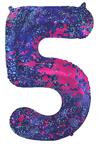 Folat 63905 Luftballon Geburtstag Ziffer 5 Paint Splash Lila Weltraum 86 cm-Helium Decoration Geburtstagdeko, Ballon Zahl, Bunt Folat 63905 Luftballon Geburtstag Ziffer 5 Paint Splash Lila Weltraum 86 cm-Helium Decoration Geburtstagdeko, Ballon Zahl, Bunt von Folat