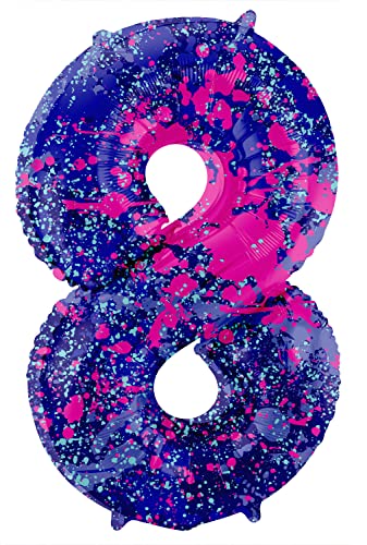 Folat 63908 Luftballon Geburtstag Ziffer 8 Paint Splash Lila Weltraum 86 cm-Helium Decoration Geburtstagdeko, Ballon Zahl, Bunt Folat 63908 Luftballon Geburtstag Ziffer 8 Paint Splash Lila Weltraum 86 cm-Helium Decoration Geburtstagdeko, Ballon Zahl, Bunt von Folat