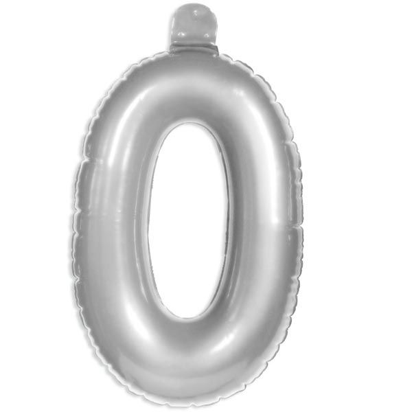 Zahl 0, aufblasbarer Infletter mit Ventil, silbern, 35 cm Zahl 0, aufblasbarer Infletter mit Ventil, silbern, 35 cm von Folat