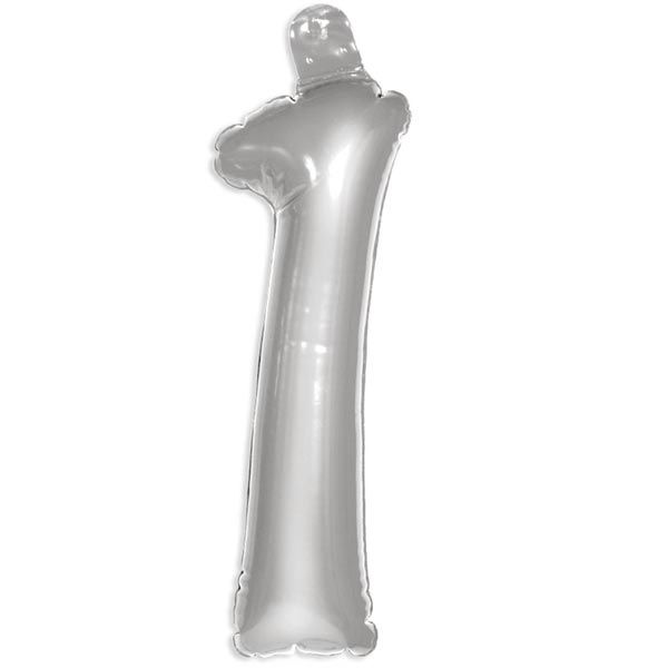Zahl 1, aufblasbarer Infletter silbern mit Ventil, 35cm Zahl 1, aufblasbarer Infletter silbern mit Ventil, 35cm von Folat