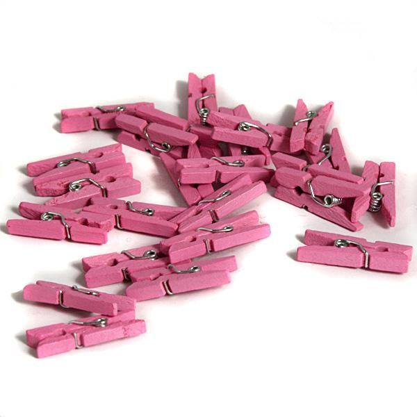 rosa Wäscheklammern 24 Stück, 2,5cm, Dekoaccessoire zur Babyparty von Folat