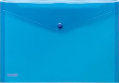 FolderSys 10 x Dokumentenmappe A4 PP Druckknopf blau transparent von FolderSys