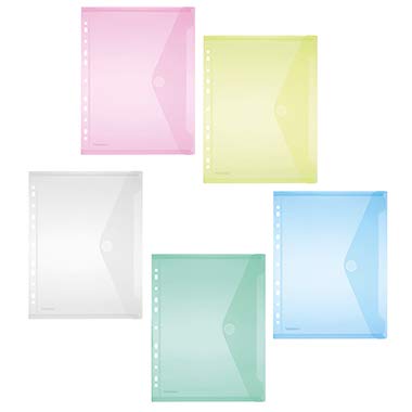 FolderSys Sichttasche A4, Klappe, Lochrand, transparent farbig Sortiert PG/30Stück von FolderSys
