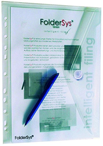 FolderSys Sichttaschen/Umschlag A4 hoch 40er Pack, Abheftrand, Klett, farblos von FolderSys