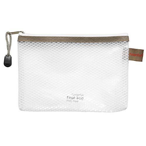 PVC-freier Reißverschluß-Beutel A6 transparent/taupe, weißer Reiß- PVC-freier Reißverschluß-Beutel A6 transparent/taupe, weißer Reiß- von FolderSys