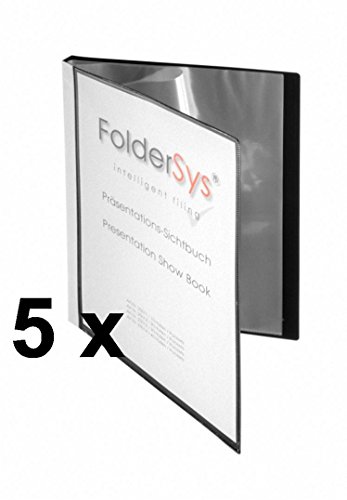 Präsentations-Sichtbuch A4, 20 Hüllen, schwarz, 5er-Sparpack von FolderSys