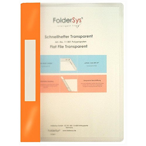 Schnellhefter A4, PP, Transparent, orange Schnellhefter A4, PP, Transparent, orange von FolderSys