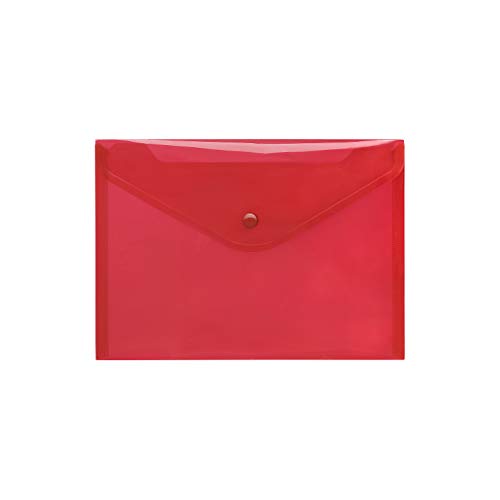 Transparent PP Umschlag A5 Druckknopf Klassische klare (10 Stück) rot von FolderSys