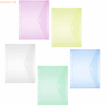 10 x Foldersys Dokumentenmappe A4 PP mit Lochrand Klettverschluss farb von Foldersys
