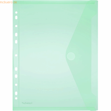 10 x Foldersys Dokumentenmappe A4 PP mit Lochrand Klettverschluss grün von Foldersys