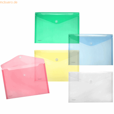 10 x Foldersys Dokumentenmappe A4 quer PP Klettverschluss klar farbig 10 x Foldersys Dokumentenmappe A4 quer PP Klettverschluss klar farbig von Foldersys