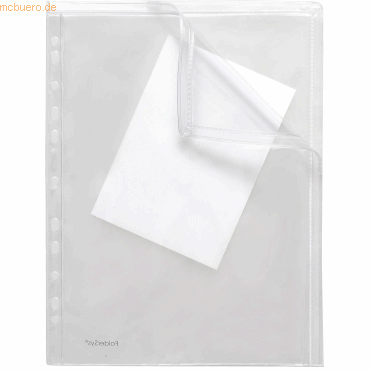 10 x Foldersys Gleitverschlusstasche A4 PVC mit Abheftrand farblos tra von Foldersys