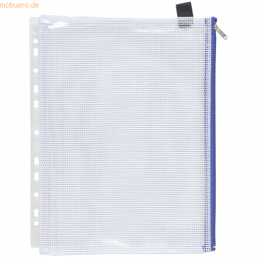 10 x Foldersys Reißverschluss-Beutel A4 PVC mit Abheftrand und Zip bla von Foldersys