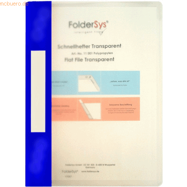 10 x Foldersys Sichthefter A4 PP transparent/blau 10 x Foldersys Sichthefter A4 PP transparent/blau von Foldersys
