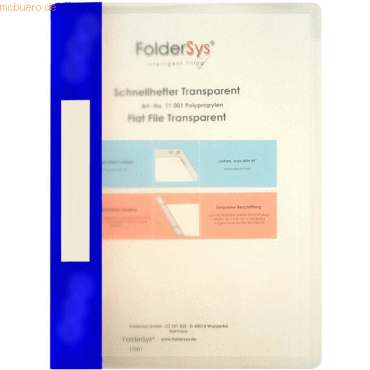 10 x Foldersys Sichthefter A4 PP transparent/blau von Foldersys