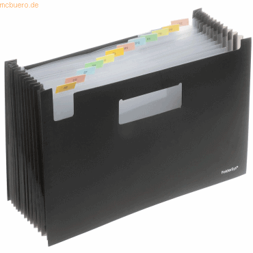 Foldersys Fächer-Stehsammler A4 PP 12 Fächer schwarz von Foldersys