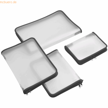 Foldersys Reißverschlusstasche A4 PP farblos transluzent Zip schwarz von Foldersys
