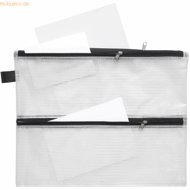 Foldersys Reißverschlusstasche A4 PVC 4 Fächer klar gewebeverstärkt Zi von Foldersys