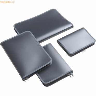 Foldersys Reißverschlusstasche B5 PP antrazit transluzent Zip grau von Foldersys
