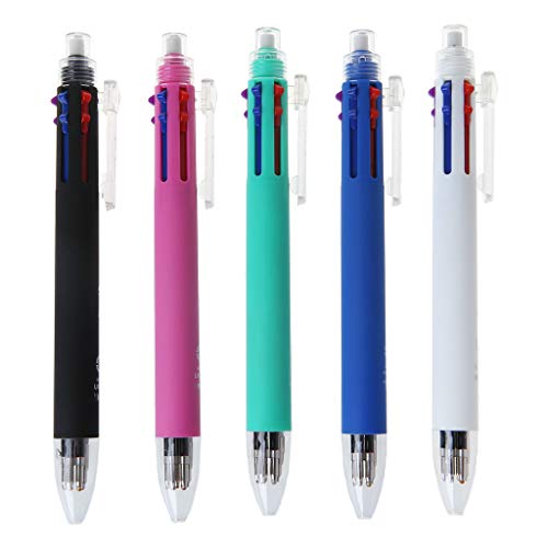Folewr-8 Multifunktionaler 6-in-1-Kugelschreiber und mechanischer Bleistift, einziehbar, für Lernen und Büro, zufällige Farbe von Folewr-8