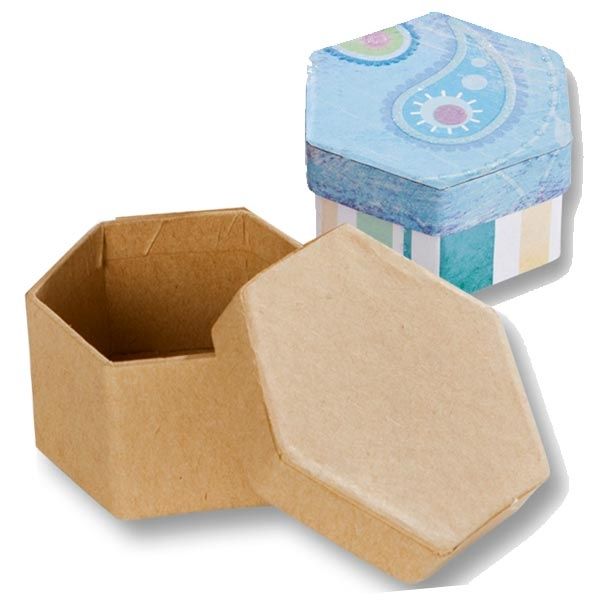 1 Pappboxen Mini SECHSECK, 7,5x6,5x4 cm, kreative Bastelideen, Zubehör zum Basteln von Folia Bringmann