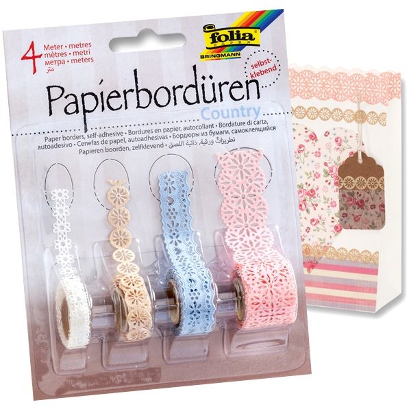 Deko Klebeband, selbtsklebend, für Bastelarbeiten, 4m, "Country" Deko Klebeband, selbtsklebend, für Bastelarbeiten, 4m, "Country" von Folia Bringmann