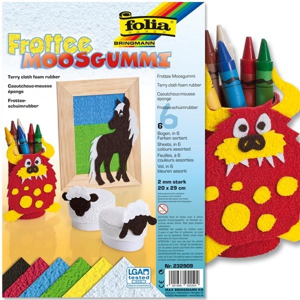 Frottee-Moosgummi, 20x29cm, 6 Blatt in 6 Farben, zum kreativen Basteln Frottee-Moosgummi, 20x29cm, 6 Blatt in 6 Farben, zum kreativen Basteln von Folia Bringmann