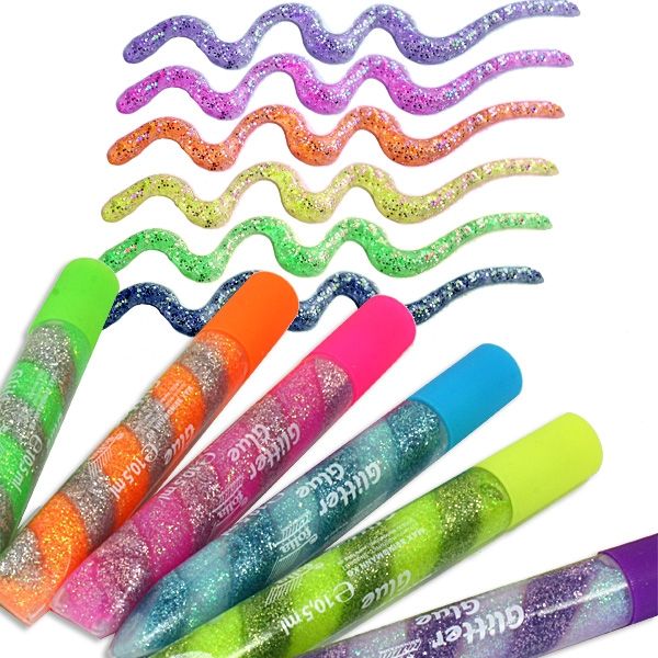 Glitter-Glue Spiralen Neon, 6er Pack, mit eingedrehten Farben, für tolle Bastelideen Glitter-Glue Spiralen Neon, 6er Pack, mit eingedrehten Farben, für tolle Bastelideen von Folia Bringmann