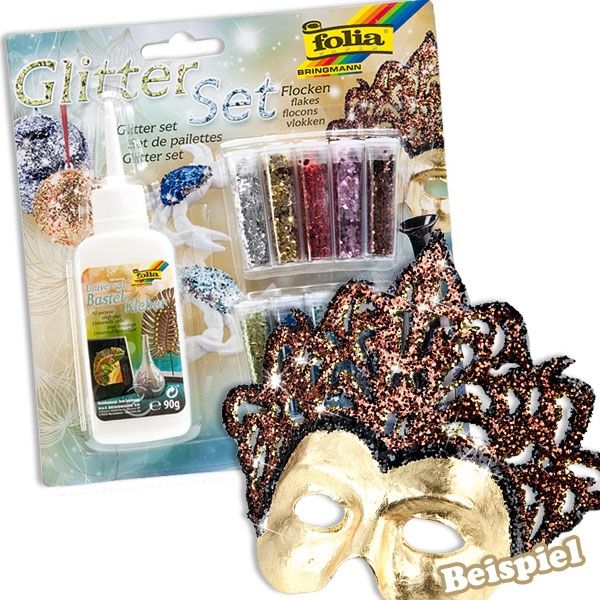 Glitzer-Flocken Bastelset, 10 Röhrchen plus Universalkleber, für tolle Effekte Glitzer-Flocken Bastelset, 10 Röhrchen plus Universalkleber, für tolle Effekte von Folia Bringmann