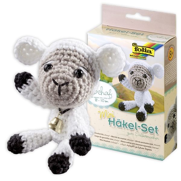 Häkelset für kleines Schaf, Häkeln lernen, 1 Set mit deutscher Anleitung