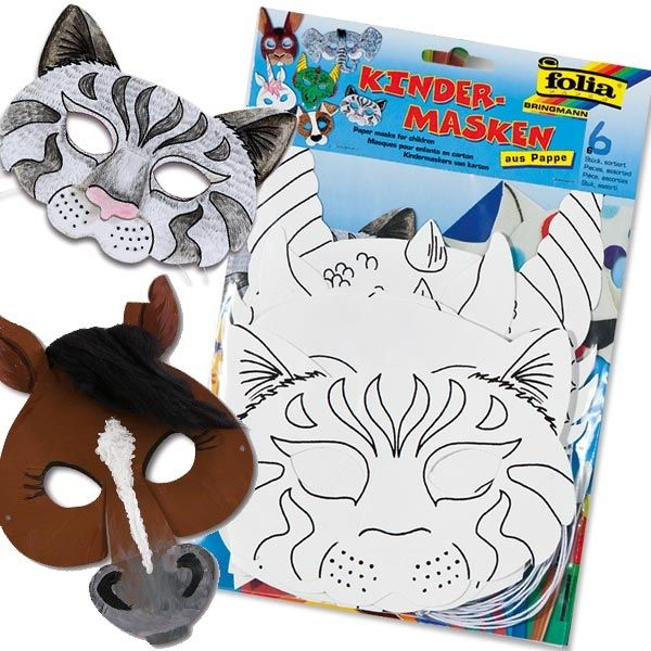 Kindermasken zum Bemalen und Bekleben, 6 Stück, versch. Tiermotive für Mottoparty Zoo Kindermasken zum Bemalen und Bekleben, 6 Stück, versch. Tiermotive für Mottoparty Zoo von Folia Bringmann
