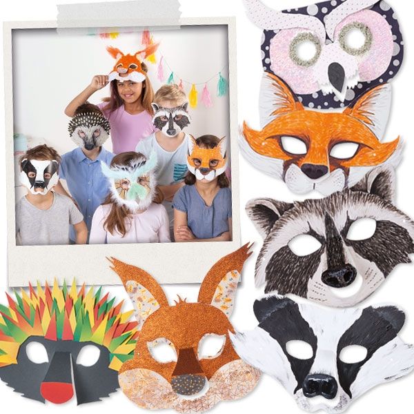 Kindermasken zum Bemalen und Bekleben, 6 Stück von Folia Bringmann