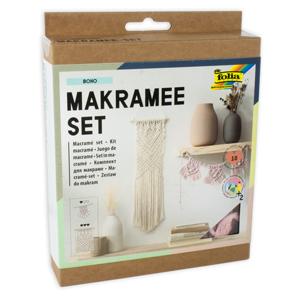 Makramee-Bastelset Boho, 10-teilig, für 2 Dekoelemente Makramee-Bastelset Boho, 10-teilig, für 2 Dekoelemente von Folia Bringmann