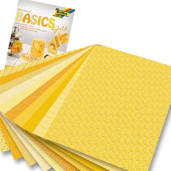 Motivblock Basics in Gelb mit Motivkarton und Tonpapier, 24×34cm von Folia Bringmann