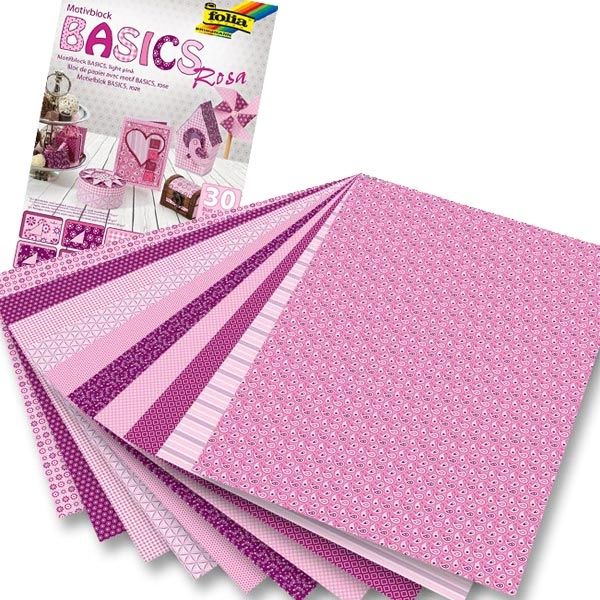 Motivblock Basics rosa, Motivkarton in verschiedenen Mustern, 24×34cm von Folia Bringmann